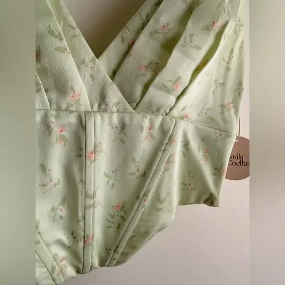 Camila Coelho Trudy Bustier Sage Floral NWT - Picture 3 of 8